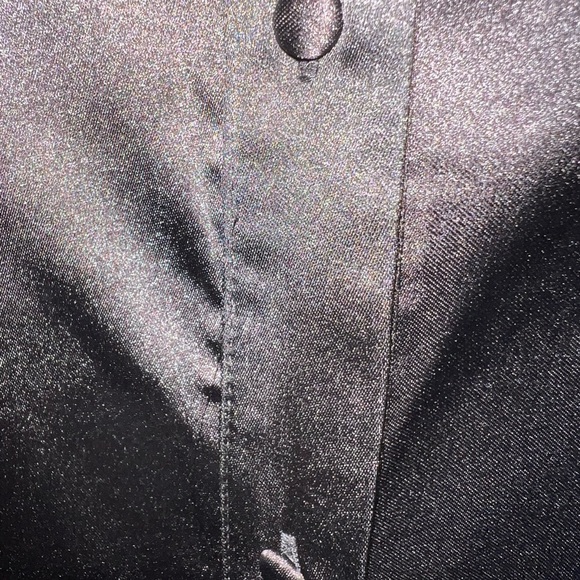 Black Satin Button Down Shirt - Picture 3 of 8